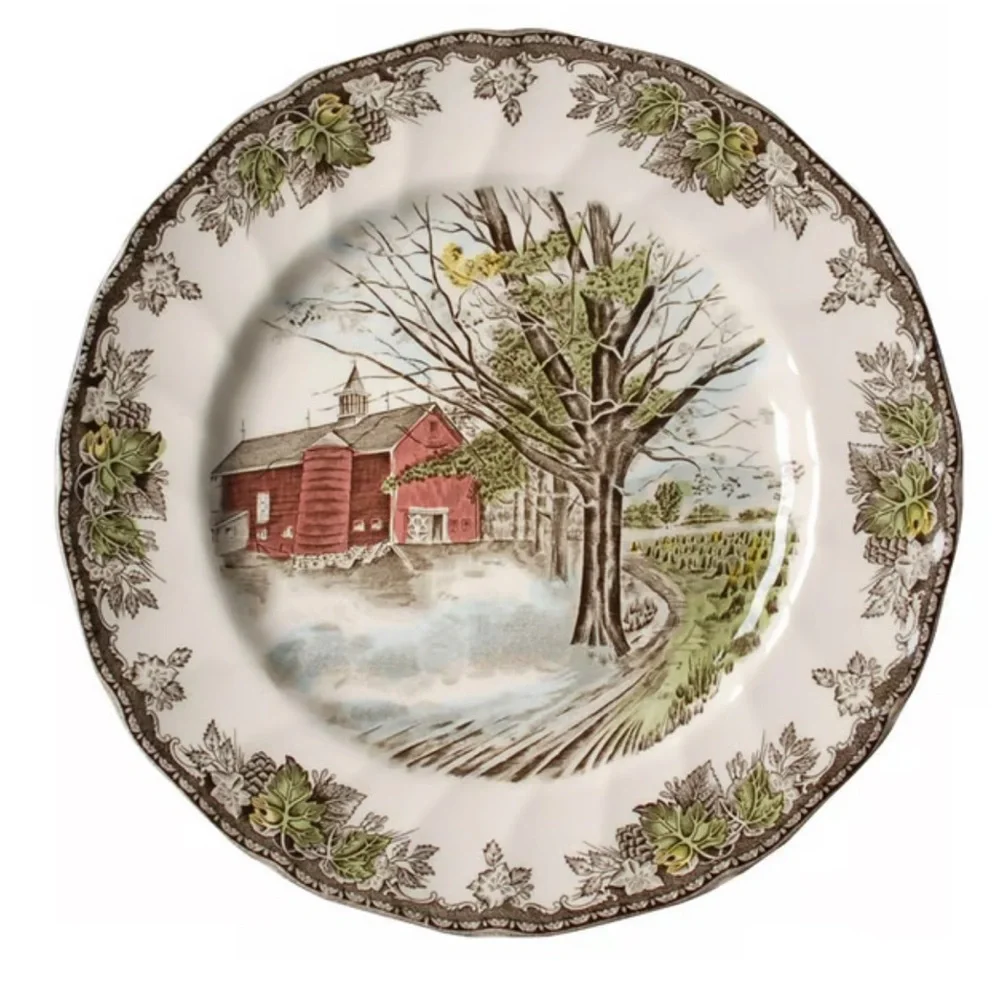 Friendly Village, 10 1/2 in. Plate, By Johnson Brothers (Autumn Mist) - Picture 1 of 6